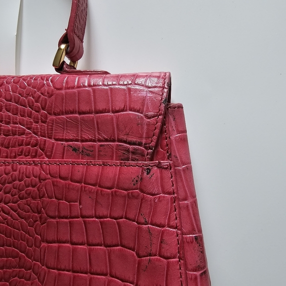 Etienne Aigner Genuine Leather Crocodile Satchel Vintage Handbag - Picture 4 of 14